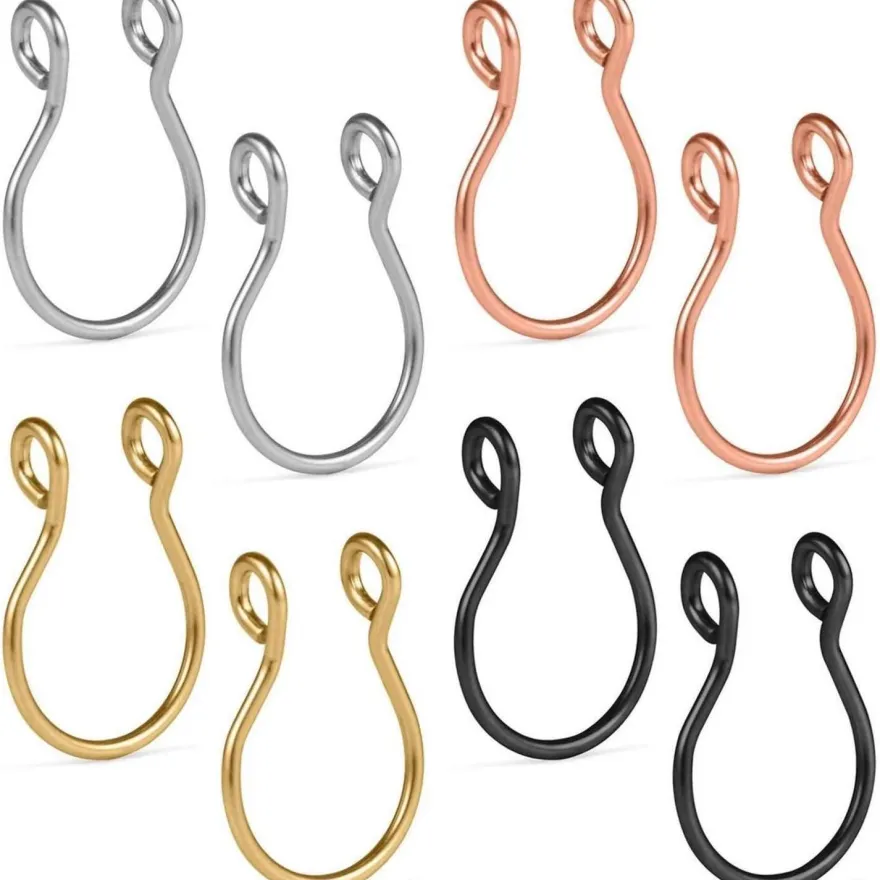 MODRSA 8 Stück Fake Nasenpiercing 20G Nasenring Nippel Ring Piercing Hoop Set