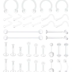 MODRSA 38tlg Klar Körperpiercing Set - Bauchnabel, Lippe, Nase, Augenbraue