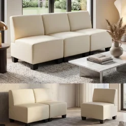 Modular 3-Sitzer Sofa Couch Lyon, Kunstleder