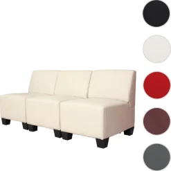 Modular 3-Sitzer Sofa Couch Lyon, Kunstleder