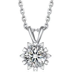 MomentWish Moissanite Halskette Damen Silber 925, 1 Karat Schneeflocke
