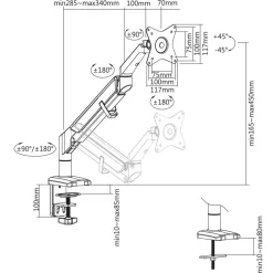 Monitorhalterung mit Gasfeder Monitor-Halterungen Schwenkbar Neigbar Drehbar