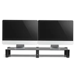 Monitorständer Ergonomischer Glas Ständer für Schreibtisch 2 Monitore Schwarz