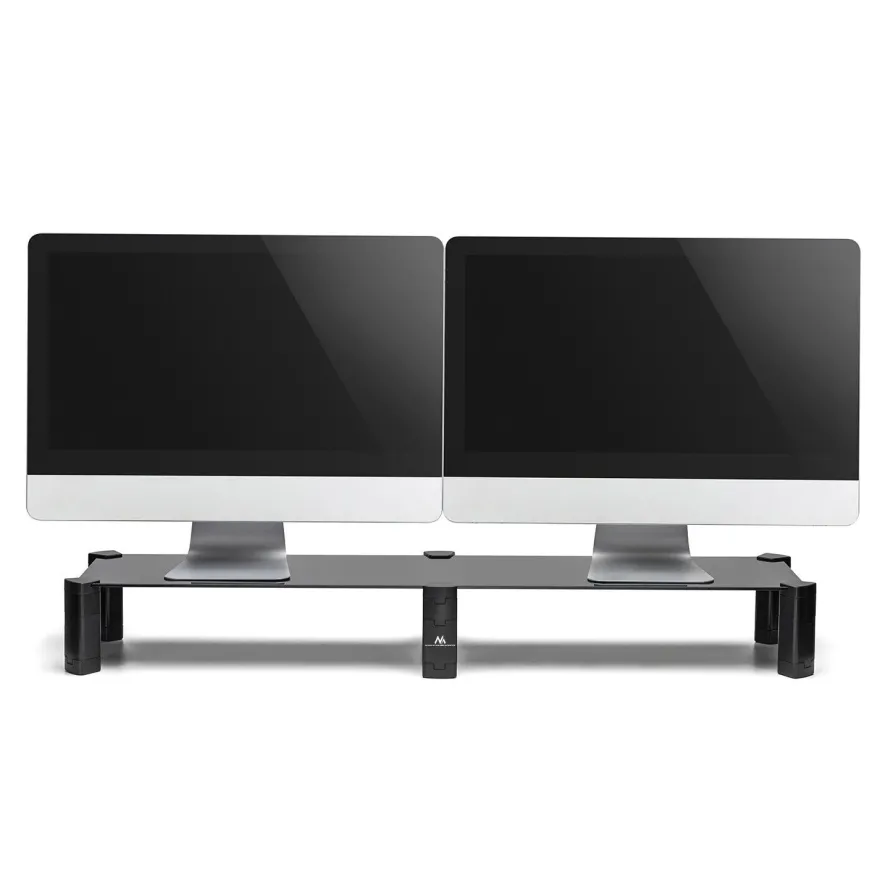 Monitorständer Ergonomischer Glas Ständer für Schreibtisch 2 Monitore Schwarz