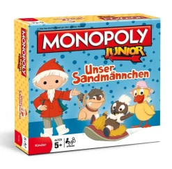 Monopoly Junior Unser Sandmännchen + 4 extra Spielfiguren Pittiplatsch Moppi NEU
