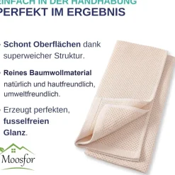 Moosfor Geschirrtücher 12er Set, 100% Baumwolle, 32 x 72 cm, Saugfähig, Beige