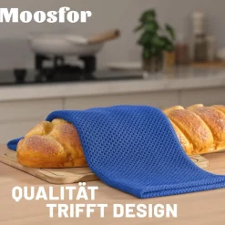 Moosfor Geschirrtücher 6er Set, 100% Baumwolle, 30 x 30 cm, Blau - Saugfähig