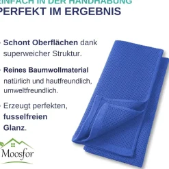 Moosfor Geschirrtücher 6er Set, 100% Baumwolle, 30 x 30 cm, Blau - Saugfähig
