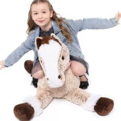 MorisMos 120cm Riesiges Kuschelpferd XXL, Hellbraun, Plüschtier für Kinder und