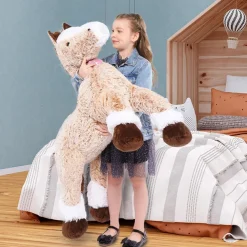 MorisMos 120cm Riesiges Kuschelpferd XXL, Hellbraun, Plüschtier für Kinder und