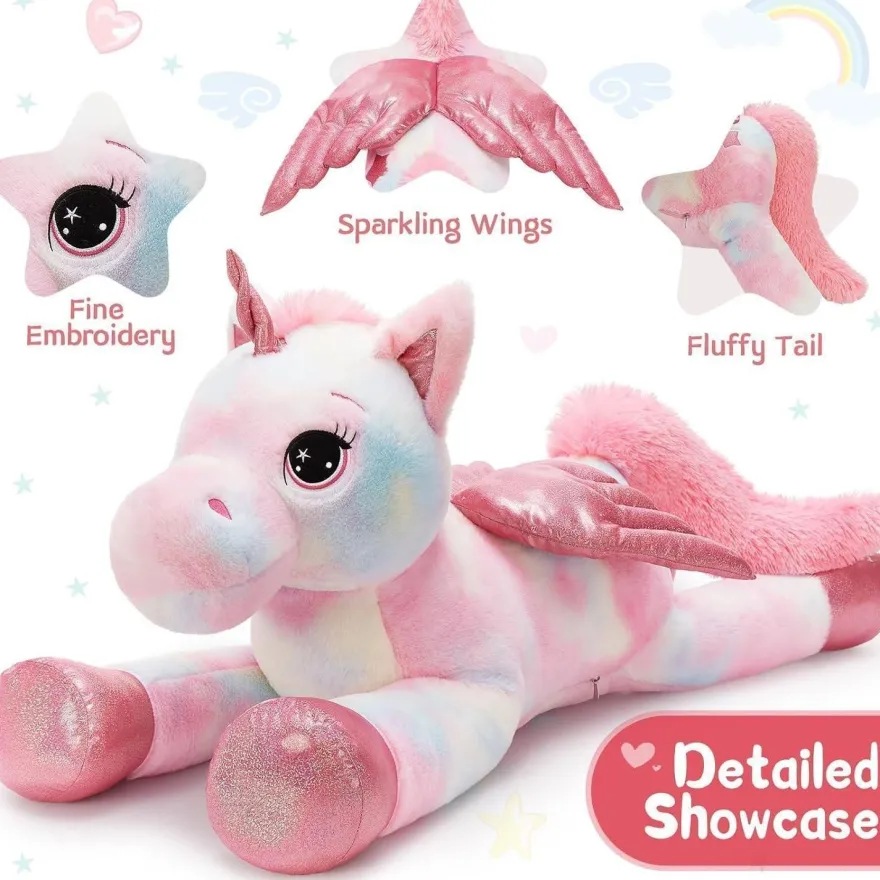 MorisMos Einhorn Kuscheltier XXL 110cm mit Flügel, riesiges Plüschtier als