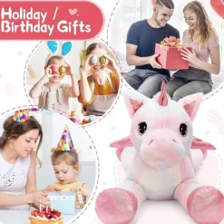 MorisMos Einhorn Kuscheltier XXL 110cm mit Flügel, riesiges Plüschtier als