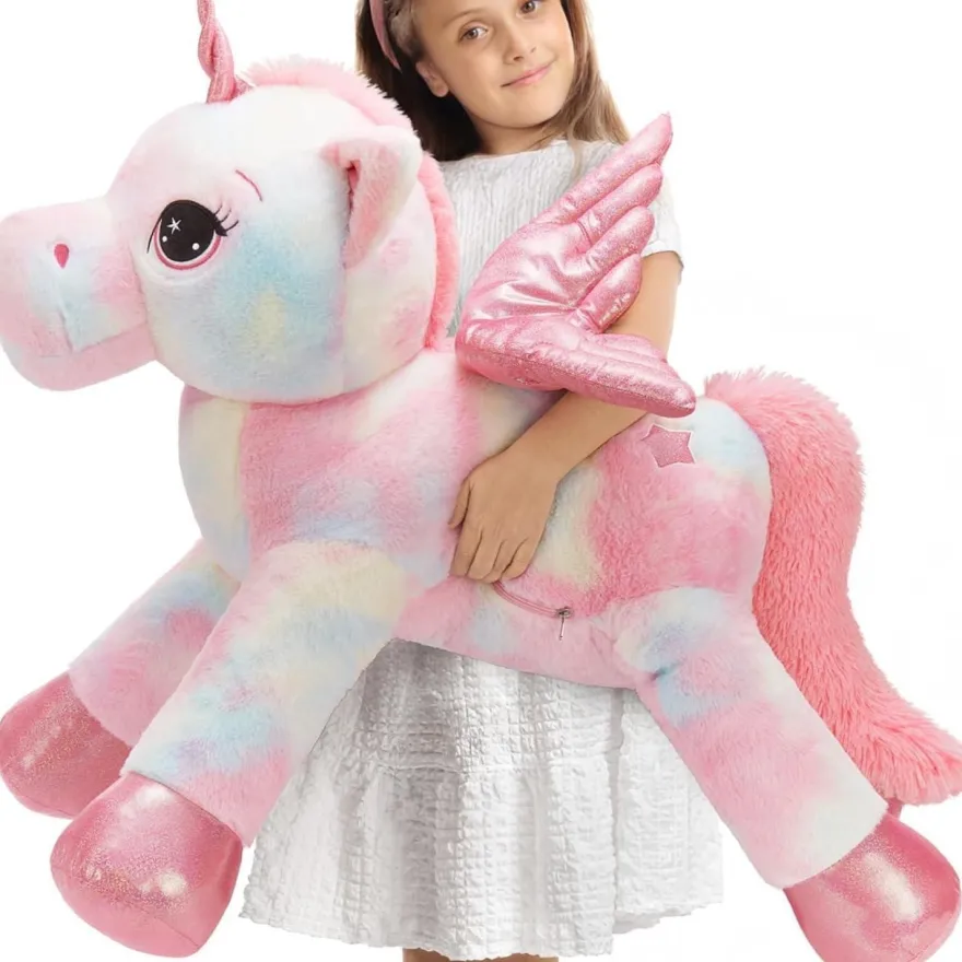 MorisMos Einhorn Kuscheltier XXL 110cm mit Flügel, riesiges Plüschtier als