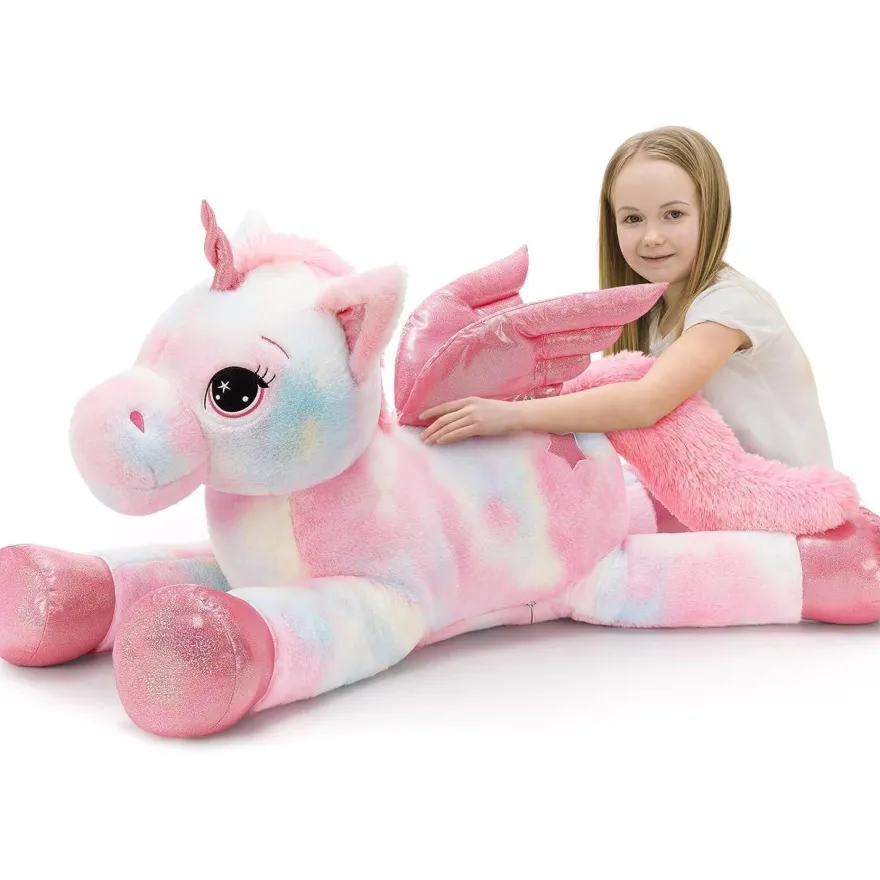 MorisMos Einhorn Kuscheltier XXL 110cm mit Flügel, riesiges Plüschtier als