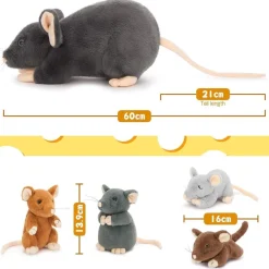 MorisMos Riesen Maus Kuscheltier XXL mit Baby im Bauch, Stofftier für Kinder