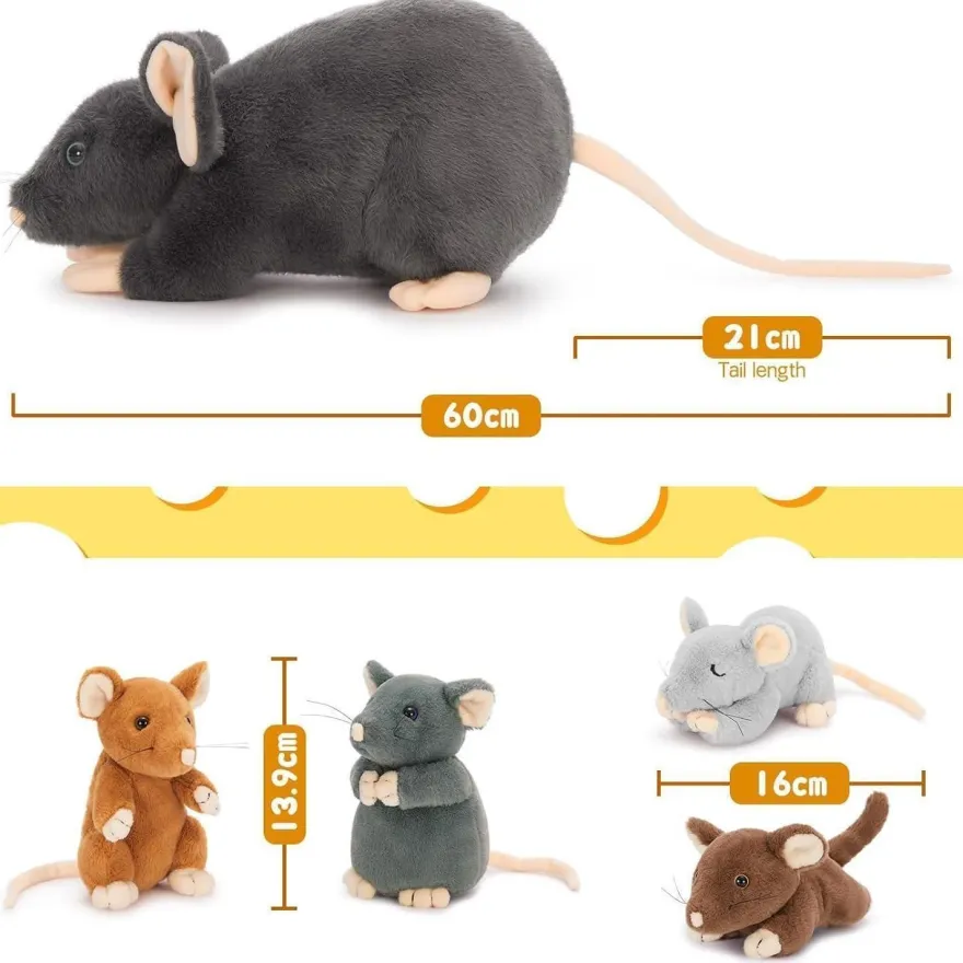 MorisMos Riesen Maus Kuscheltier XXL mit Baby im Bauch, Stofftier für Kinder