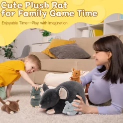 MorisMos Riesen Maus Kuscheltier XXL mit Baby im Bauch, Stofftier für Kinder
