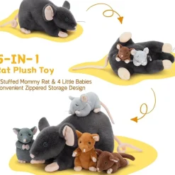 MorisMos Riesen Maus Kuscheltier XXL mit Baby im Bauch, Stofftier für Kinder