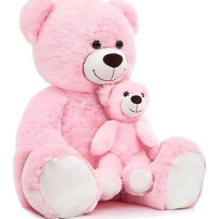 MorisMos Riesen Teddybär 100cm mit Babybär, XXL Kuscheltier für Mädchen, Rosa