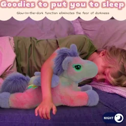 MorisMos XXL Einhorn Kuscheltier 50cm mit 3 Babys im Bauch, leuchtet im