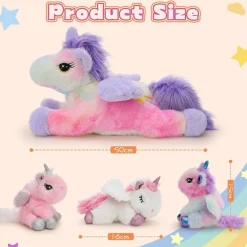 MorisMos XXL Einhorn Kuscheltier 50cm mit 3 Babys im Bauch, leuchtet im