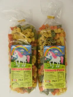 Motivnudeln Einhörner Wald Trauben 1Set = 2x 250g Nudeln Pasta Streuteile Bäume Baum