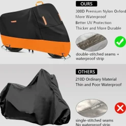 Motorrad Abdeckplane 300D Oxford 2XL Wasserdicht Reflektierend Winddicht