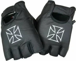Motorrad BIKER Fingerlose Echt Leder Handschuhe GLOVES Schwarz Choppers