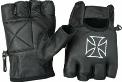 Motorrad BIKER Fingerlose Echt Leder Handschuhe GLOVES Schwarz Choppers