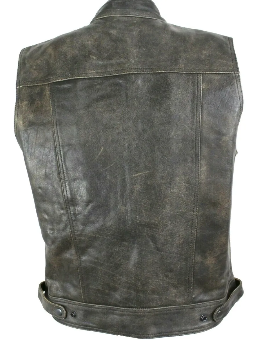 Motorrad & Biker Rind LEDER Weste Custom Cracker Kutte Club Cuir