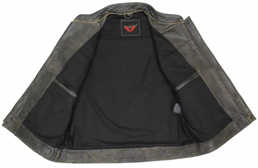 Motorrad & Biker Rind LEDER Weste Custom Cracker Kutte Club Cuir