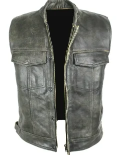 Motorrad & Biker Rind LEDER Weste Custom Cracker Kutte Club Cuir