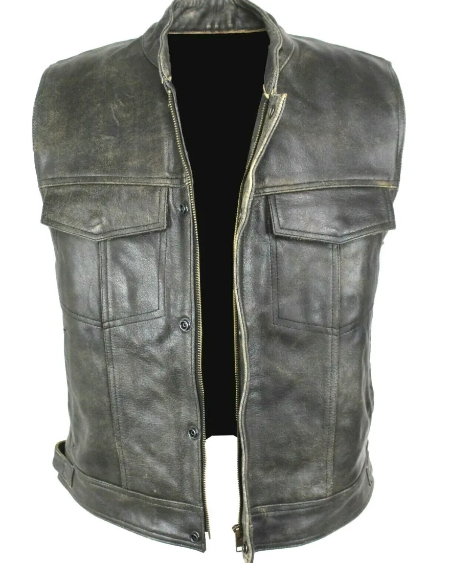 Motorrad & Biker Rind LEDER Weste Custom Cracker Kutte Club Cuir