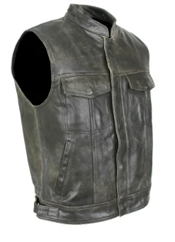 Motorrad & Biker Rind LEDER Weste Custom Cracker Kutte Club Cuir