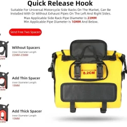 Motorrad Gepäckträgertasche Satteltasche 15L Wasserdicht Schwarz