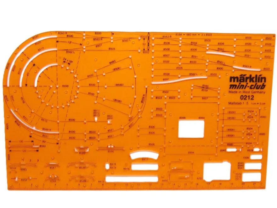 Märklin mini-Club 0212 - Schablone für Gleispläne 1:5 - 1 cm = 5 cm