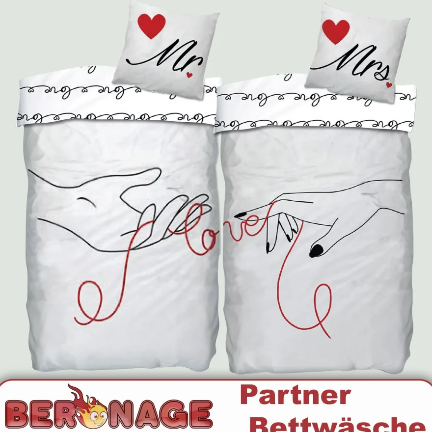 Mr. & Mrs. Partnerbettwäsche 2 Bettwäsche-Sets 135 x 200 cm