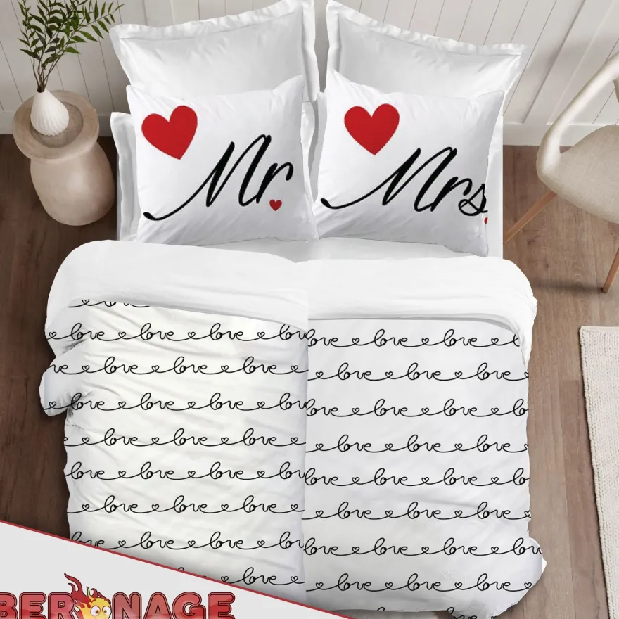 Mr. & Mrs. Partnerbettwäsche 2 Bettwäsche-Sets 135 x 200 cm