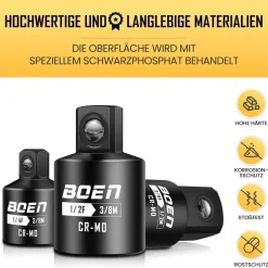 Mr. wintek Stecknuss Adapter Set, 4-teilig, Chrom Molybdän Stahl, für Ratschen
