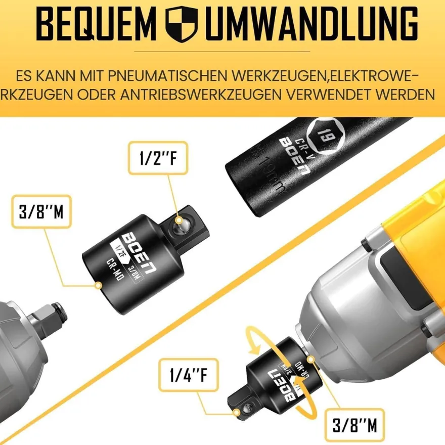 Mr. wintek Stecknuss Adapter Set, 4-teilig, Chrom Molybdän Stahl, für Ratschen