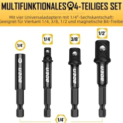Mr. wintek 4-teiliges Schlagschrauberadapter & Magnetischer Bithalter Set