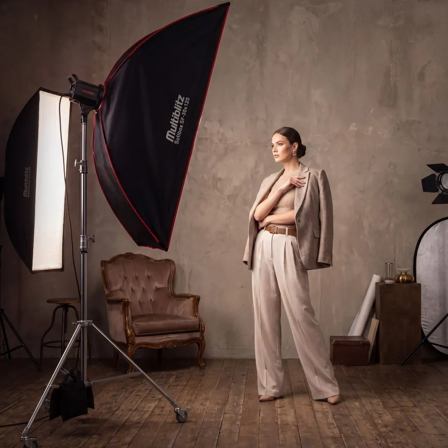 Multiblitz Softbox SF-30x120 Bowens Diffusor Grid Foto Soft Box Studiolicht