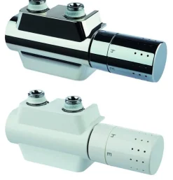 Multiblock Mittelanschluss Thermostat ECK-/ Durchgangform - WEISS / CHROM