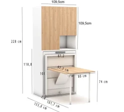 Multimo Capsule Klappbett / Wandbett / Schrankbett mit Klapptisch