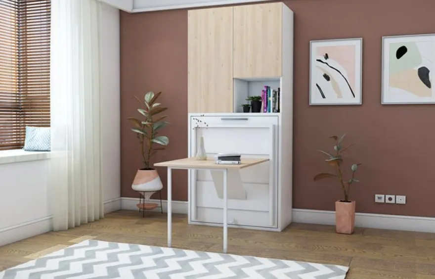 Multimo Capsule Klappbett / Wandbett / Schrankbett mit Klapptisch