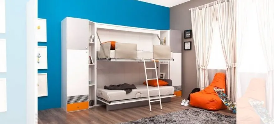 Multimo SMART klappbares Etagenbett-Set 5-tlg. / Geschwisterzimmer