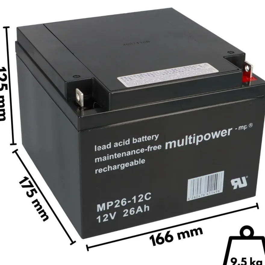 Multipower MP26-12C AGM Zyklenakku 12V 26Ah – M5