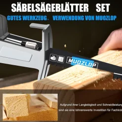 Muozlop 5er Set Säbelsägeblätter 150mm, 6 TPI - Ideal für Holz und
