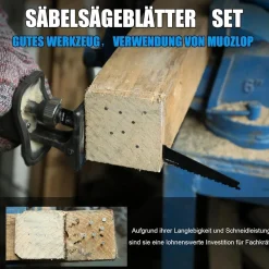 Muozlop 5er Set Säbelsägeblätter 300mm, 6/12 TPI für Holz und Nägel, universell