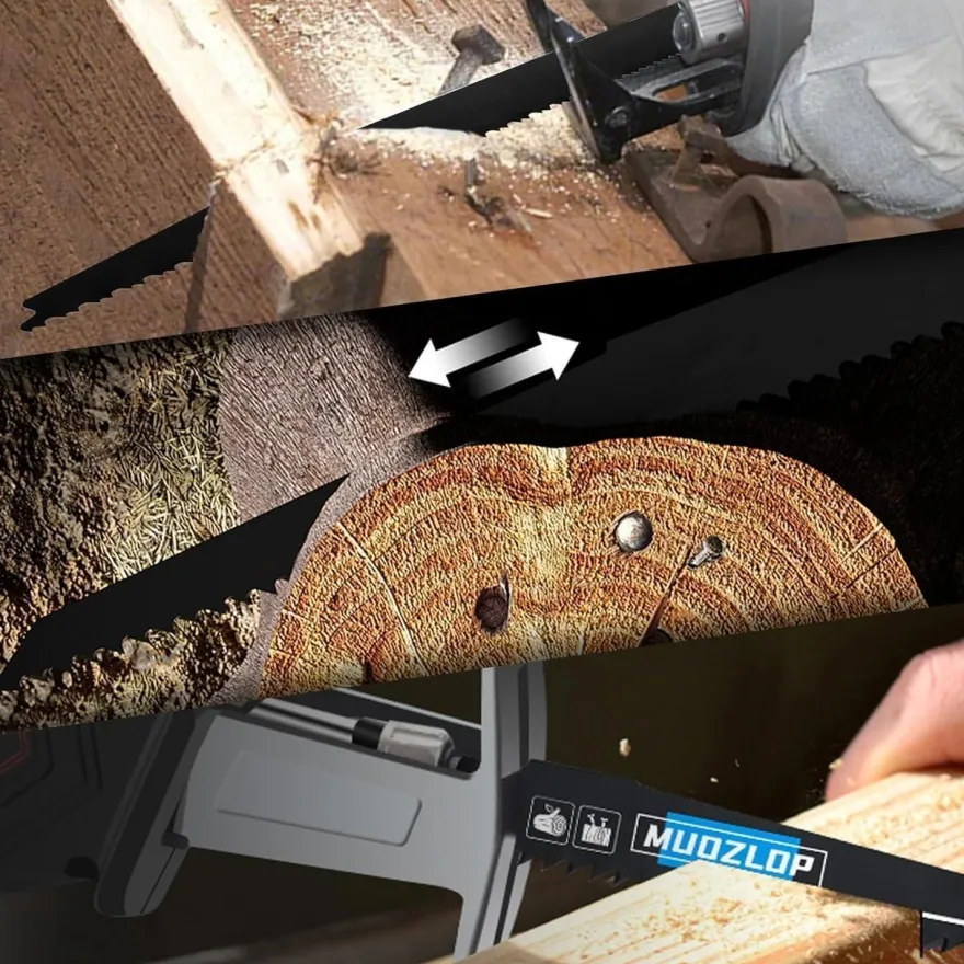 Muozlop 5er Set Säbelsägeblätter 300mm, 6/12 TPI für Holz und Nägel, universell